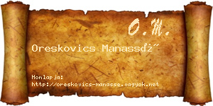 Oreskovics Manassé névjegykártya